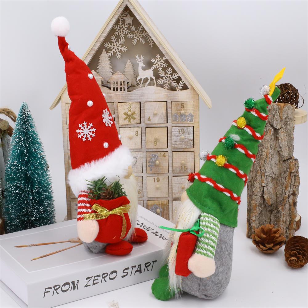 Red And Green Faceless Doll Christmas Decorations