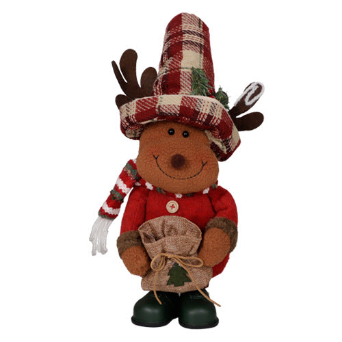 Apron-Clad Standing Plush Toy Christmas Decoration Gift, Christmas elk standing figure