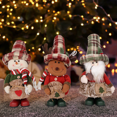 Cross-Border Christmas Decoration Small Gift Apron Standing Plush Doll Santa Claus Home Cartoon Home Decoration Doll