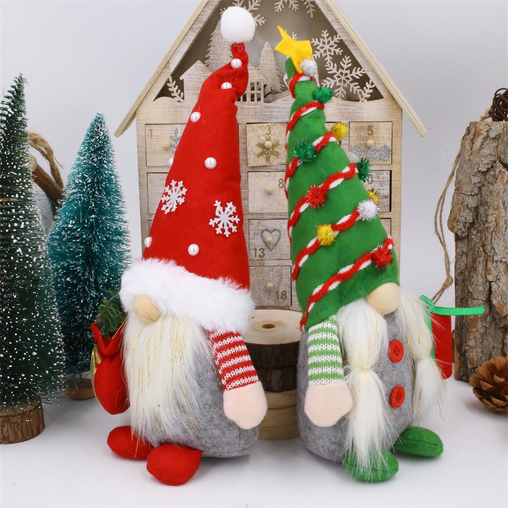 Christmas Doll Decoration Supplies Red And Green Faceless Doll Ornaments Creative Standing Tree-Shaped Dwarf Small Doll Ornaments