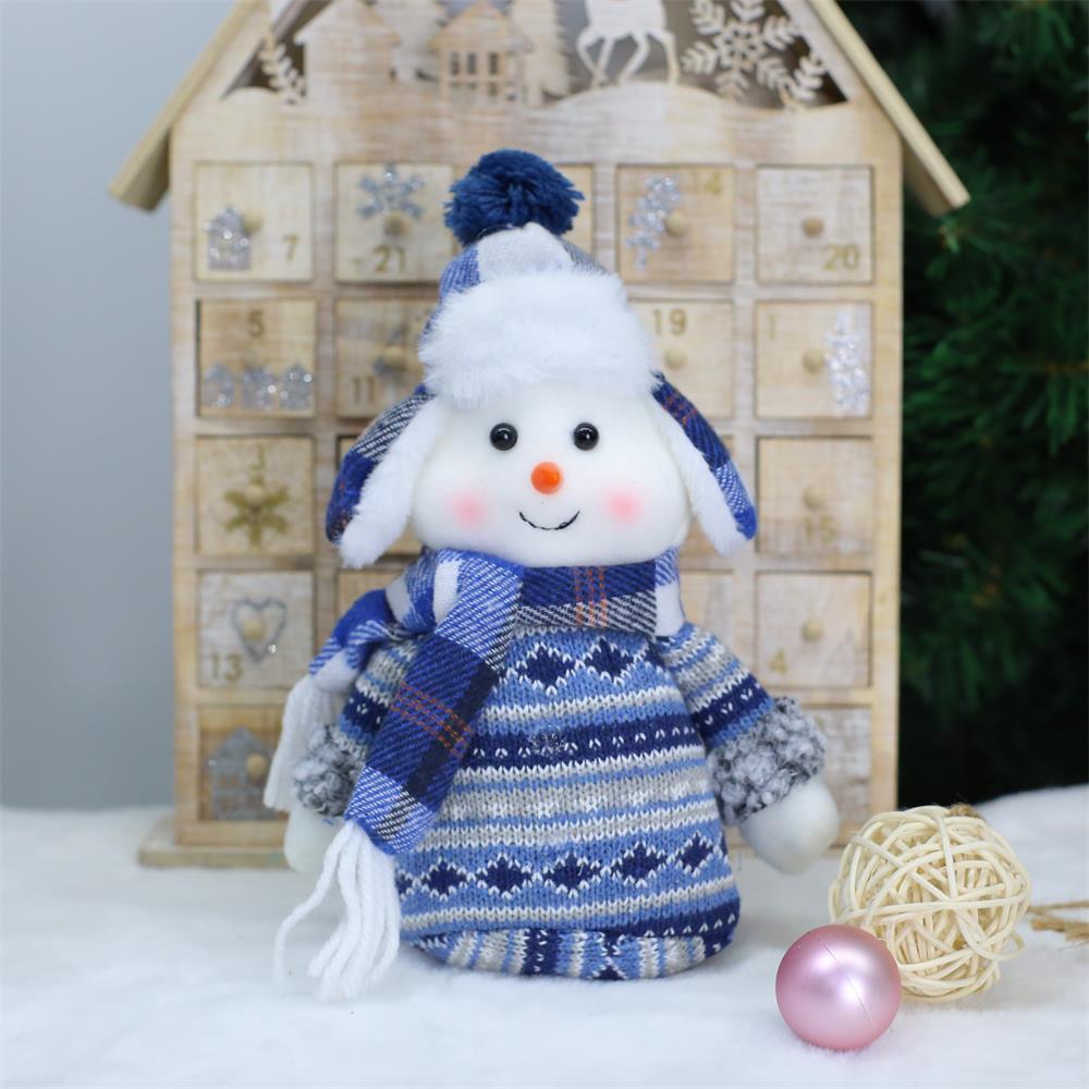 Cute Blue Fabric Snowman Doll for Christmas