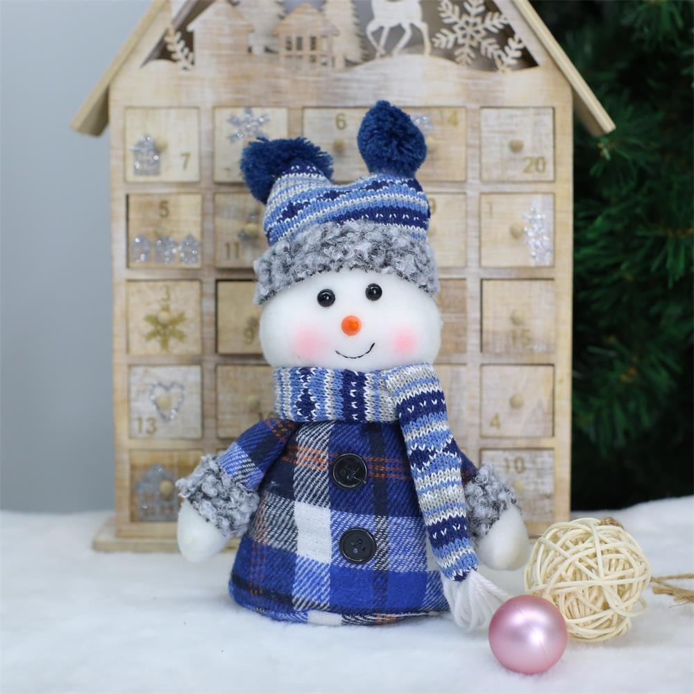 Cute Blue Fabric Snowman Doll for Christmas, Button style