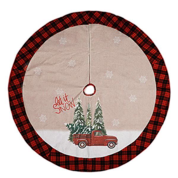 Christmas Tree Classic Plaid Tree Skirt Floor Mat