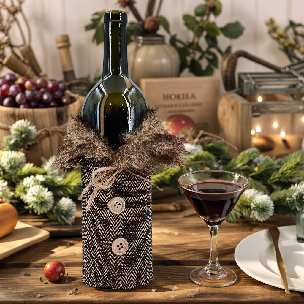 Customized Christmas Table Decoration Red Wine Bottle Set Holiday Wine Bottle Set Christmas Wine Set European And American Cross-Border New Style