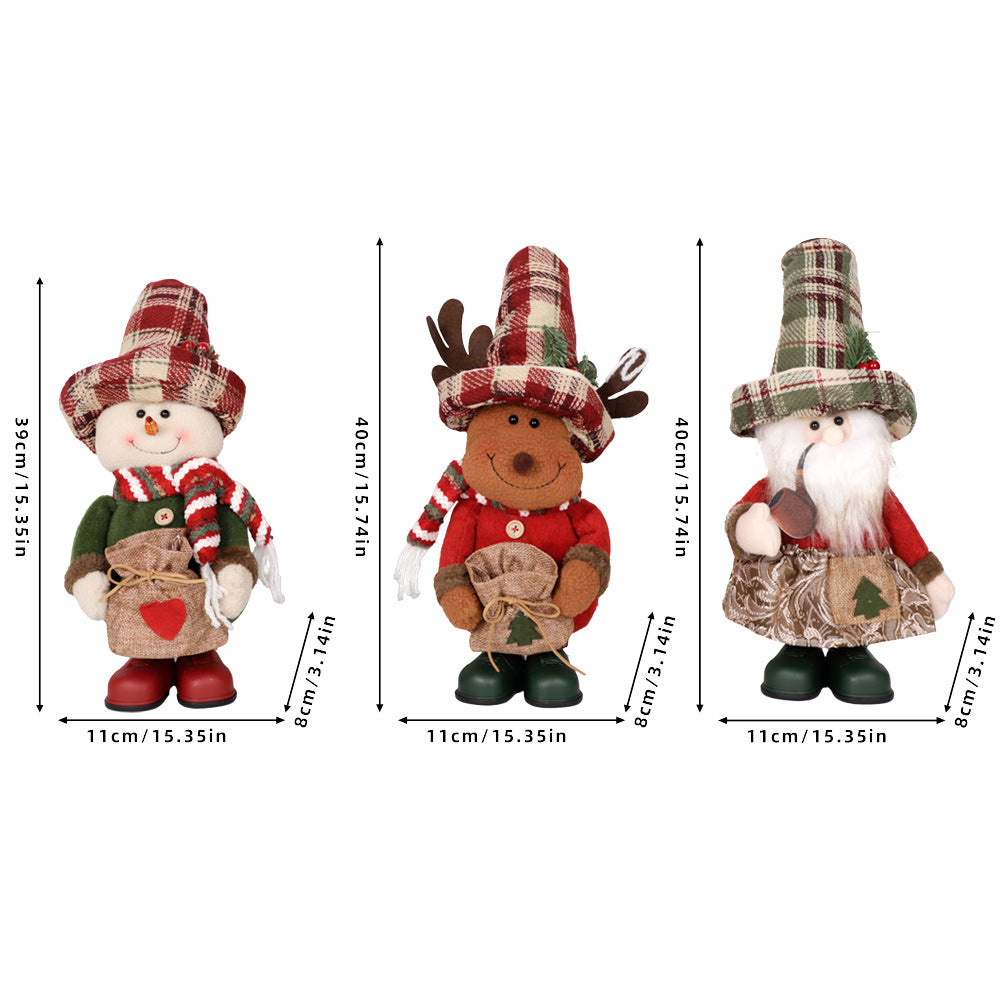 Cross-Border Christmas Decoration Small Gift Apron Standing Plush Doll Santa Claus Home Cartoon Home Decoration Doll