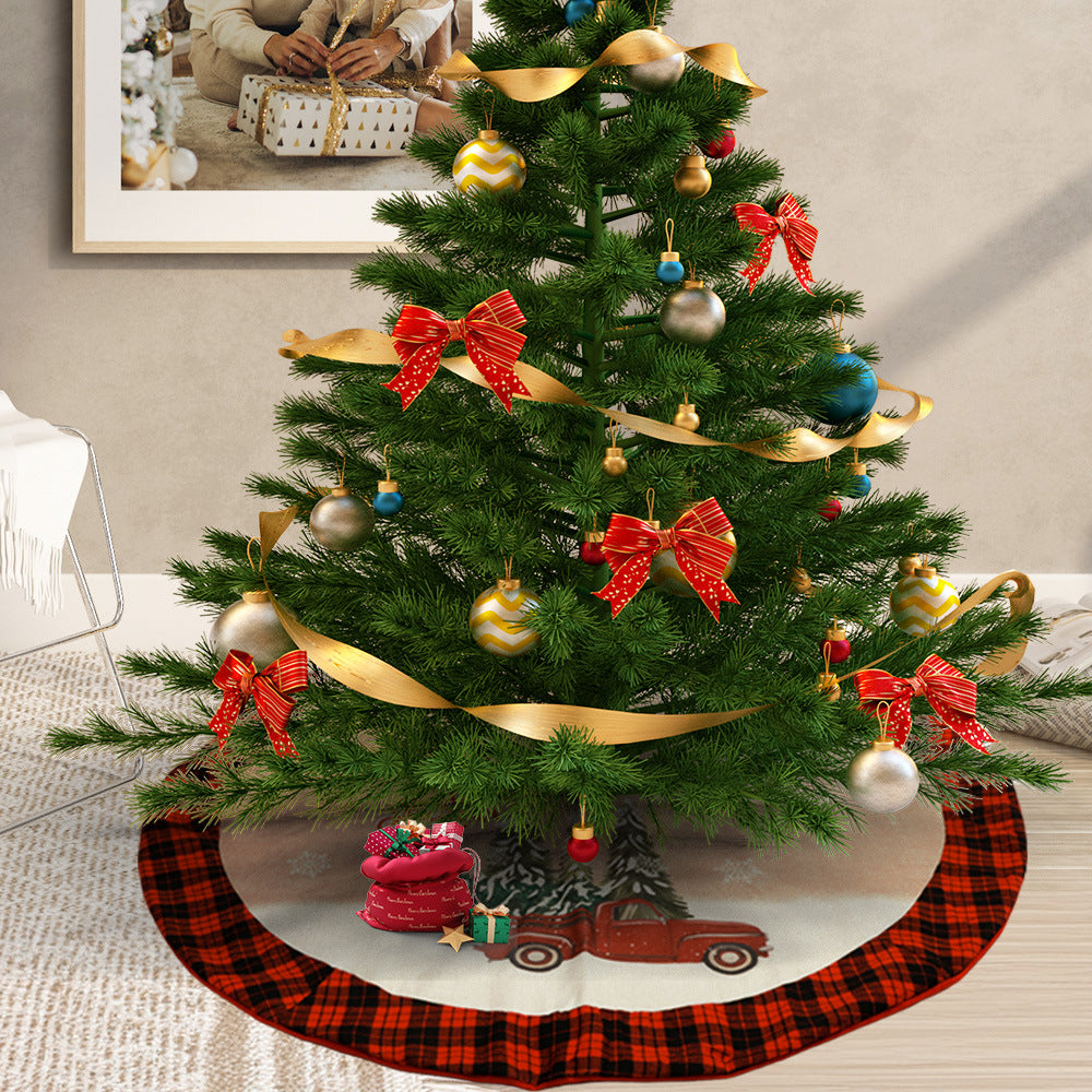 Christmas Tree Classic Plaid Tree Skirt Floor Mat